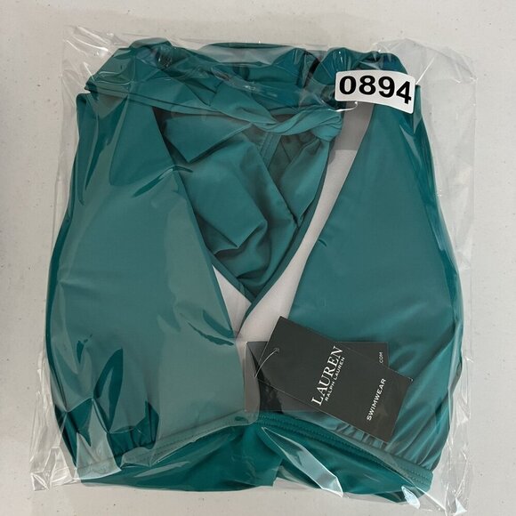 Lauren Ralph Lauren NWT Womens 16 Teal One Piece Halter Swimsuit Slimming Fit - Picture 14 of 14